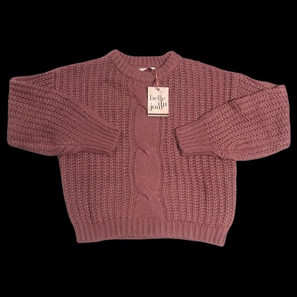 Belle Du Jour Youth Girls Knit Pullover Sweater Size M-L Heather Rose Crew Neck - Picture 6 of 9